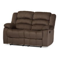 Baxton Studio 98240-Brown-LS Hollace and Contemporary Taupe Microsuede 2-Seater Recliner